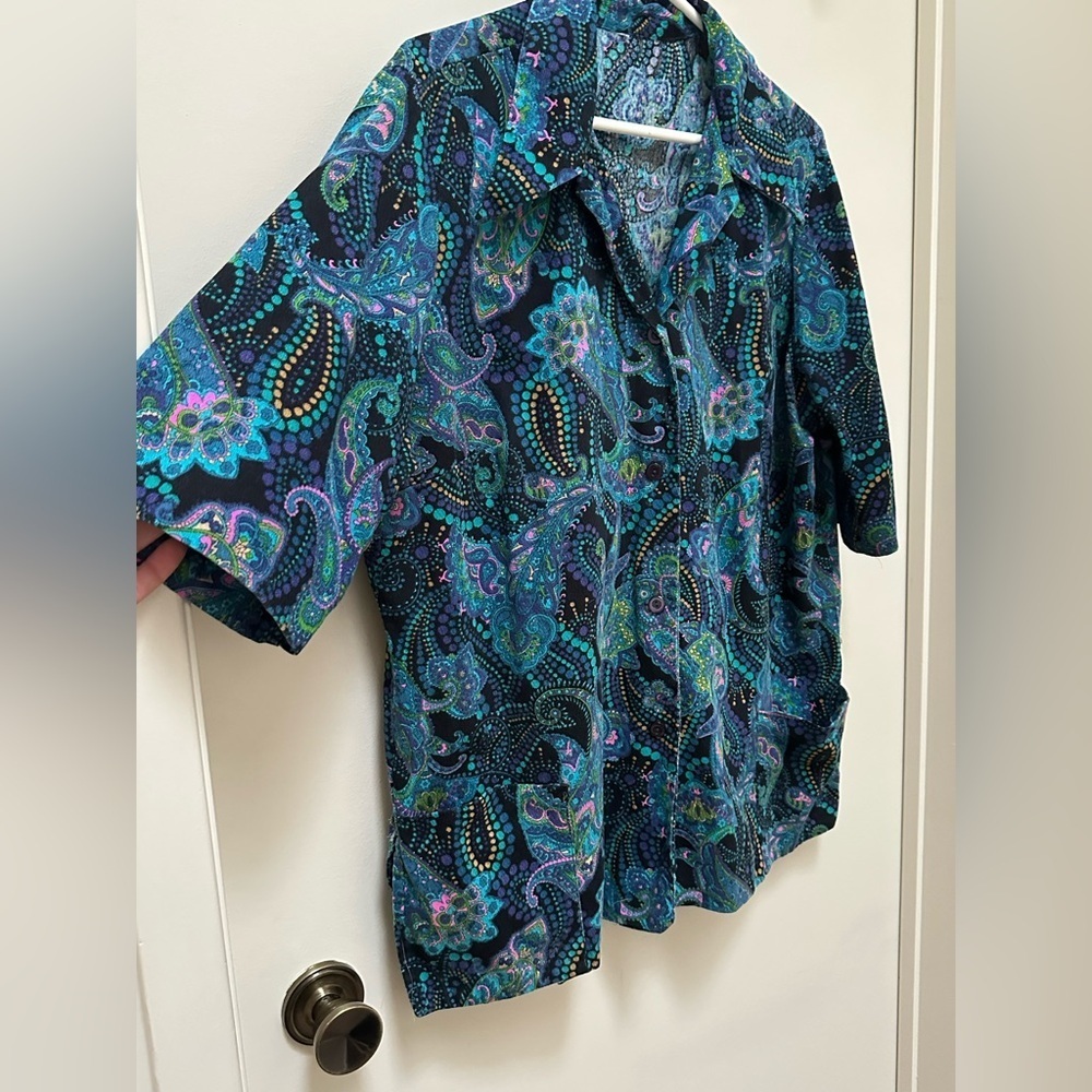 Vintage Paisley Goodness Button Down Shirt With Pockets Ptp 24–25” - Picture 8 of 12